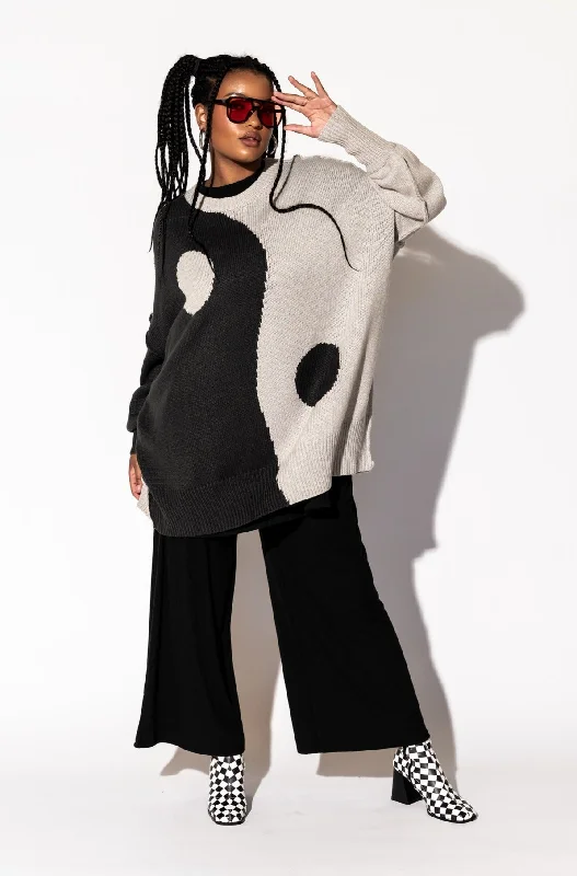 Yin Yang Gang Oversized Knit in Shades of Grey