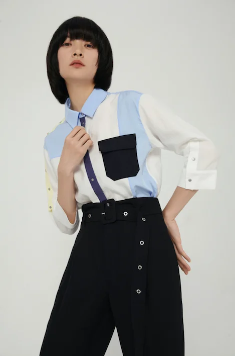 Lily Waterfall Blue Contrast Shirt