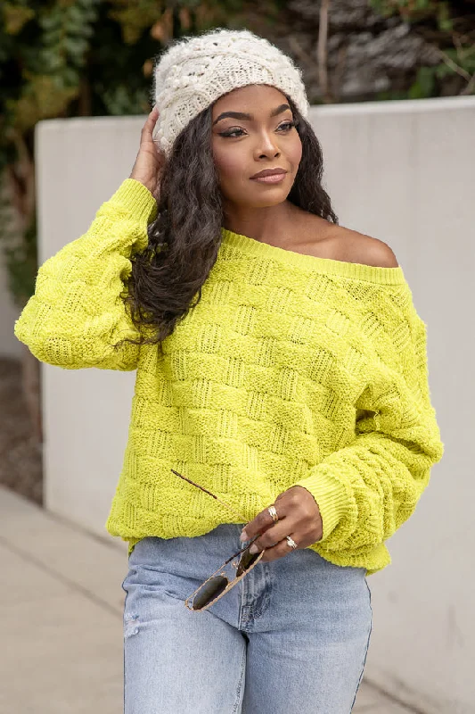 Hooded Women's Fleece - Lined Sweaters for WinterHigh Expectations Lime Woven Textured Sweater FINAL SALE Hooded Women's Fleece - Lined Sweaters for WinterHigh Expectations Lime Woven Textured Sweater FINAL SALE