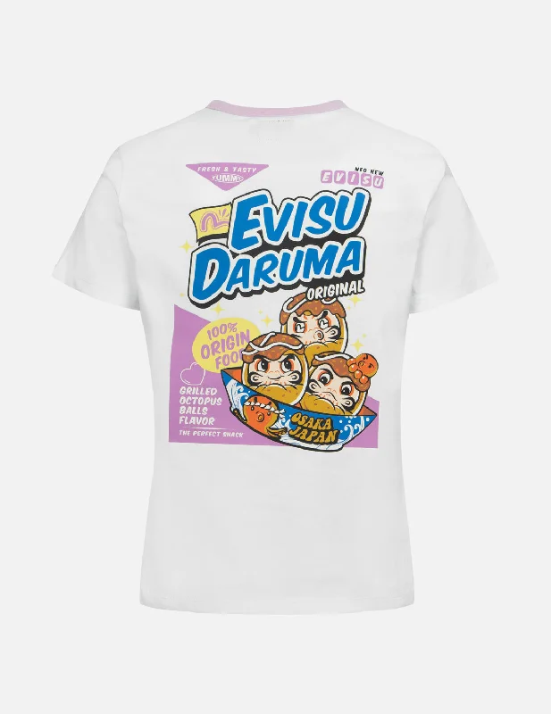 Muscle Women T Shirt for a Sporty and Casual LookLogo and Takoyaki Daruma Print Regular Fit Ringer T-shirt