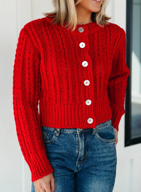 Monica Chunky Cardigan - Red