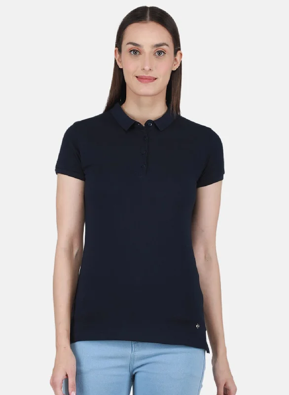 Women NAvy Blue Solid T-Shirt