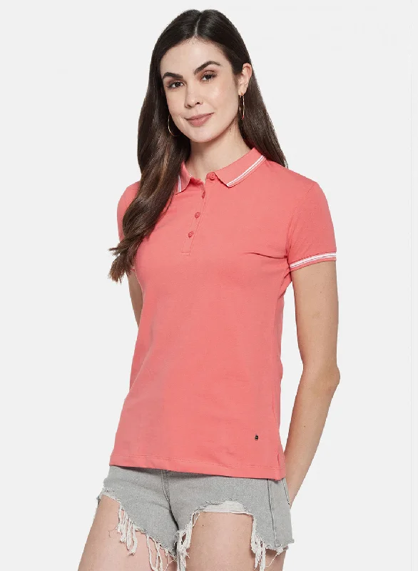 Plus Size Women T Shirt for a Comfortable and Flattering FitWomens Peach Plain T-Shirt