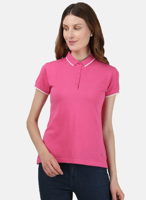 Womens Pink Plain T-Shirt