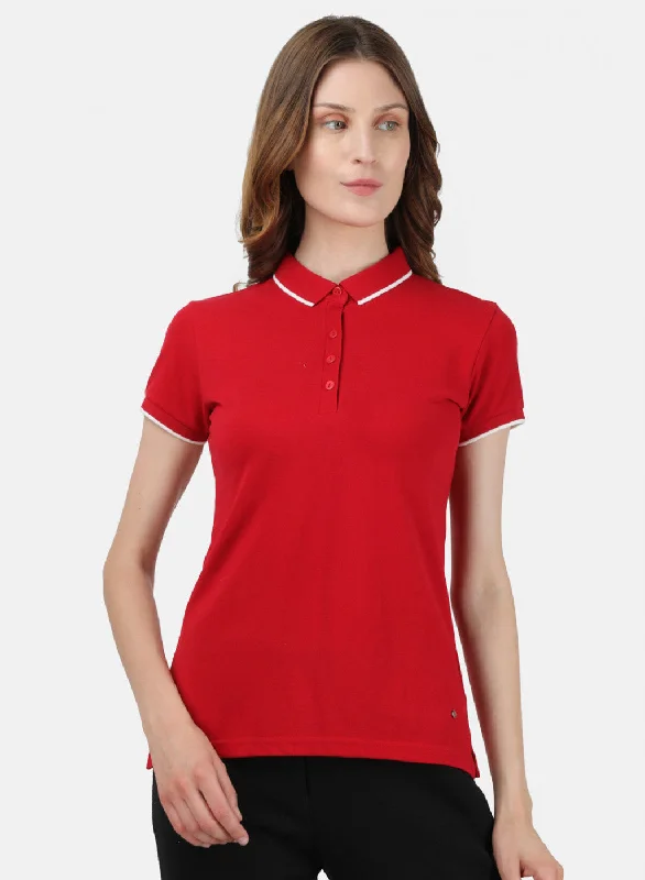 V - Neck Women T Shirt to Enhance the NecklineWomens Red Plain T-Shirt