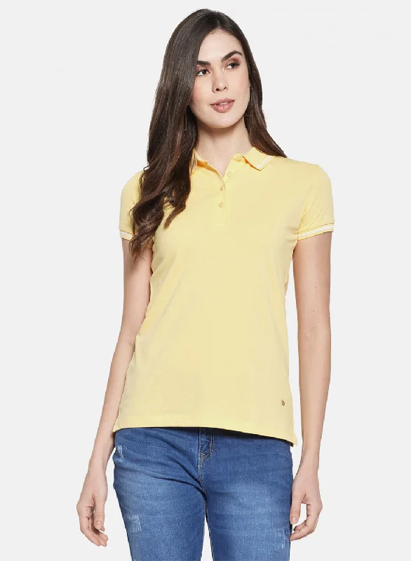Sequined Women T Shirt for a Sparkly Night OutWomens Yellow Plain T-Shirt