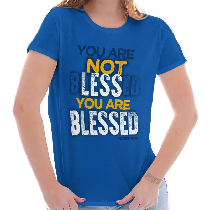 Ringer T Shirt Women with Retro - Inspired StripesNot Less Blessed Ladies T Shirt