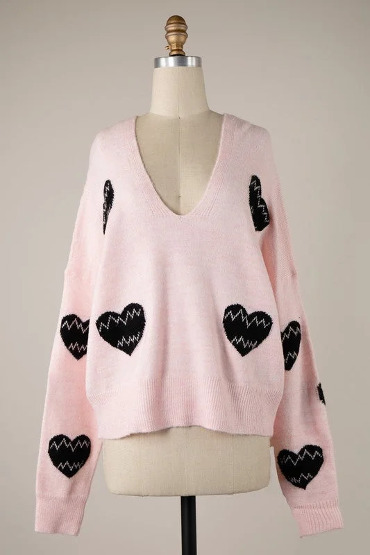 Chloe Heart Sweater-Blush