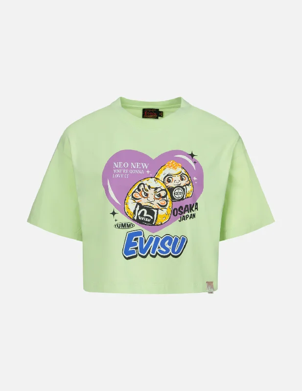 Floral Print Women T Shirt for a Feminine TouchOnigiri Daruma and Heart Print Cropped T-shirt
