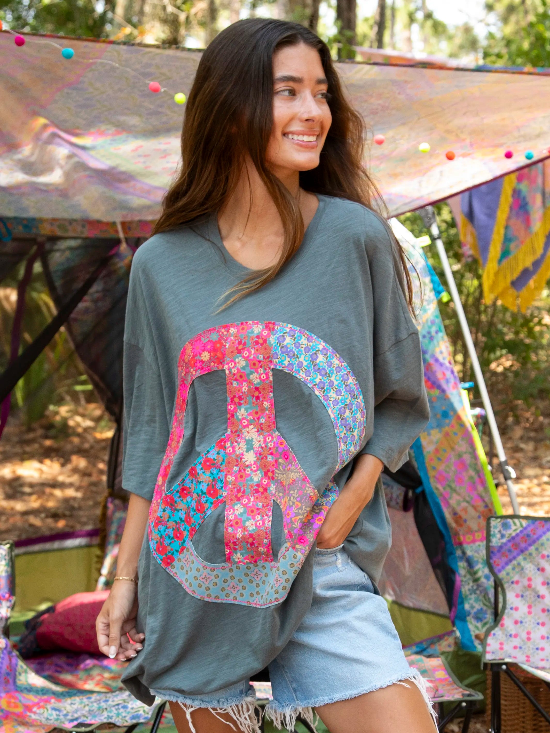 Plus Size Women's Belted Cable Knit SweatersOversized Cotton Applique Tee - Peace Sign Charcoal Plus Size Women's Belted Cable Knit SweatersOversized Cotton Applique Tee - Peace Sign Charcoal