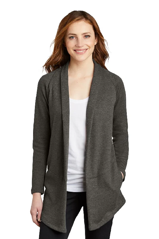 Port Authority Womens Long Sleeve Cardigan Sweater - Heather Charcoal Grey