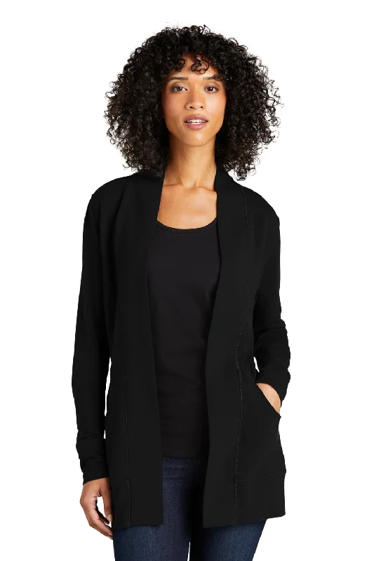 Port Authority Womens Microterry Snag Resistant Long Sleeve Cardigan Sweater - Deep Black