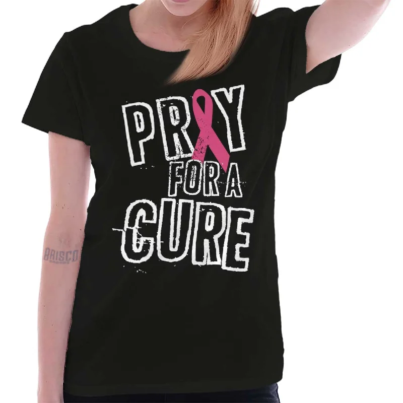Embroidered Women T Shirt with Intricate DetailsBreast Cancer Awareness Ladies T Shirt