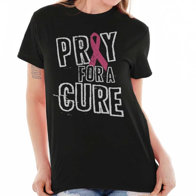 Striped Women T Shirt in a Classic PatternBreast Cancer Awareness T Shirt
