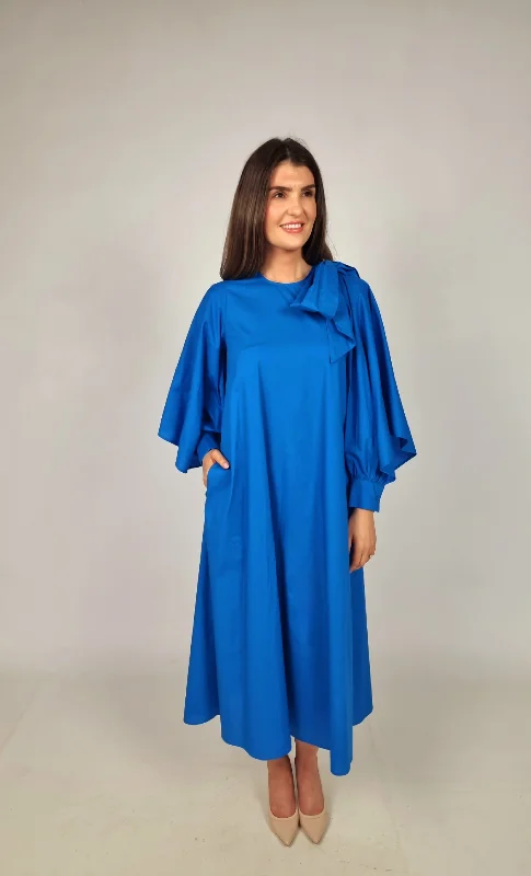 Open - Front Women's Cardigan - Style Mohair SweatersPsophia Cobalt Blue Bow Dress