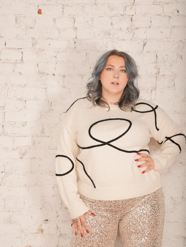 Plus Size Women's Side - Slit Sweaters in Bold SolidsKyla Swirly Sweater