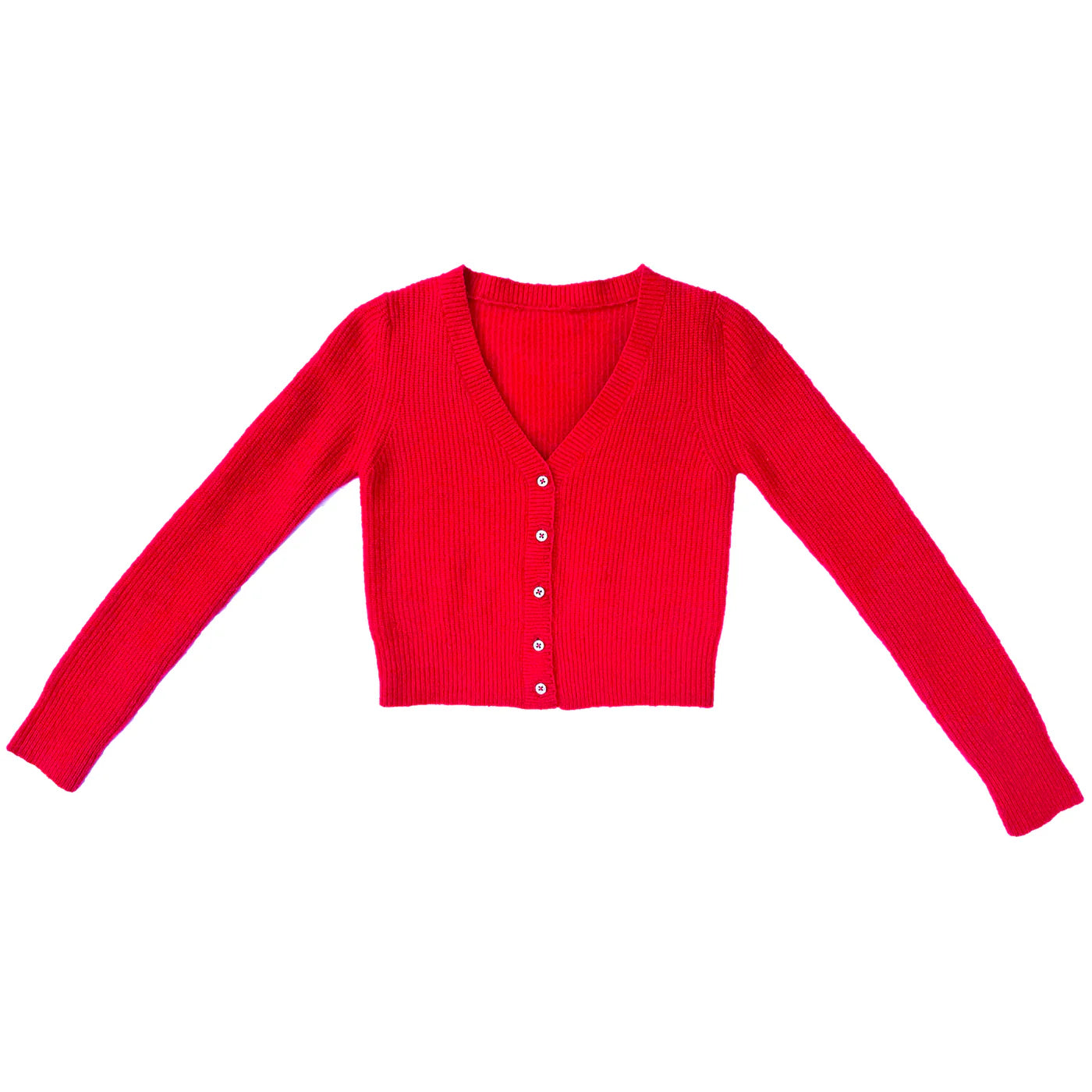 Red Cropped Mohair Cardigan