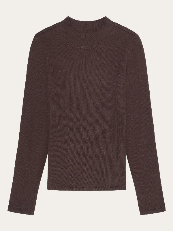 Rib high neck LS - Chocolate Plum