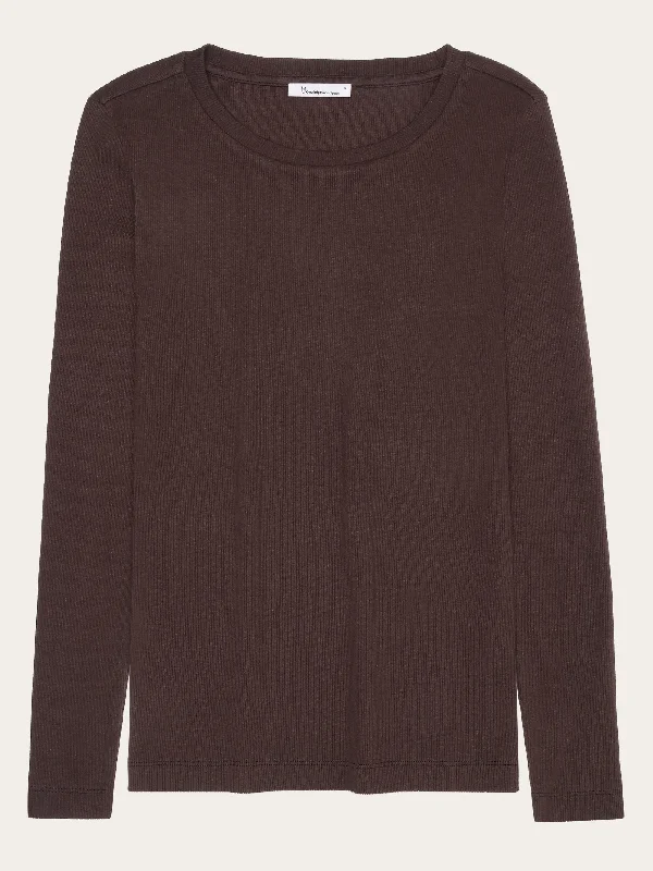 Rib Scoop neck long sleeved - Chocolate Plum