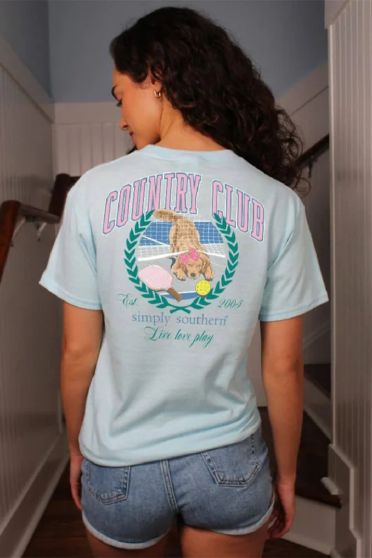 Crop Top Women T Shirt to Pair with High - Waisted BottomsSimply Southern Club T-Shirt for Women in Blue | SS-CLUB-SPOUT