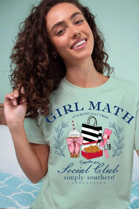 Embroidered Women T Shirt with Intricate DetailsSimply Southern Girl Math T-Shirt for Women in Blue | SS-GIRLMATH-CHINCHILLA