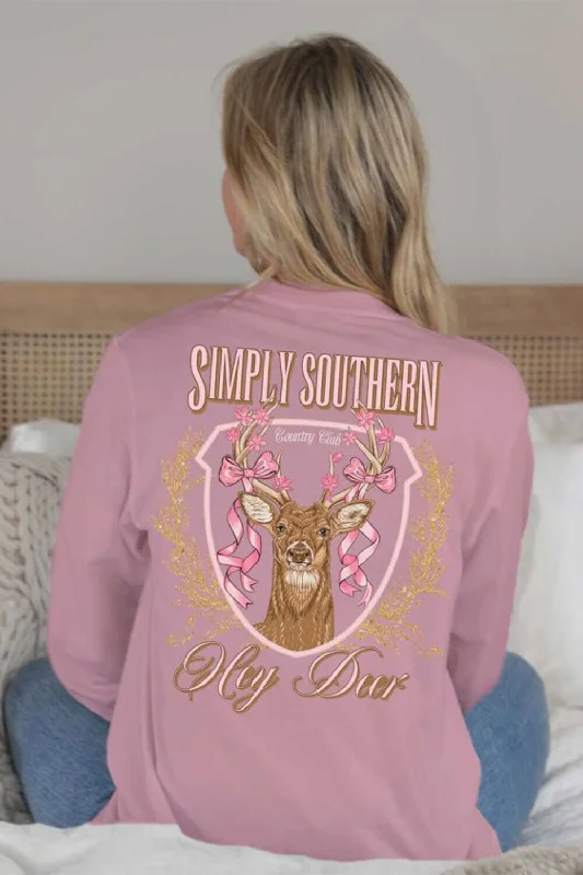 Simply Southern Long Sleeve Hey Deer for Women in Suede | LS-DEER-SUEDE