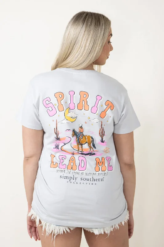 Crop Top Women T Shirt to Pair with High - Waisted BottomsSimply Southern Spirit Lead Me T-Shirt for Women in Grey | SS-SPIRIT-WHITEWATER