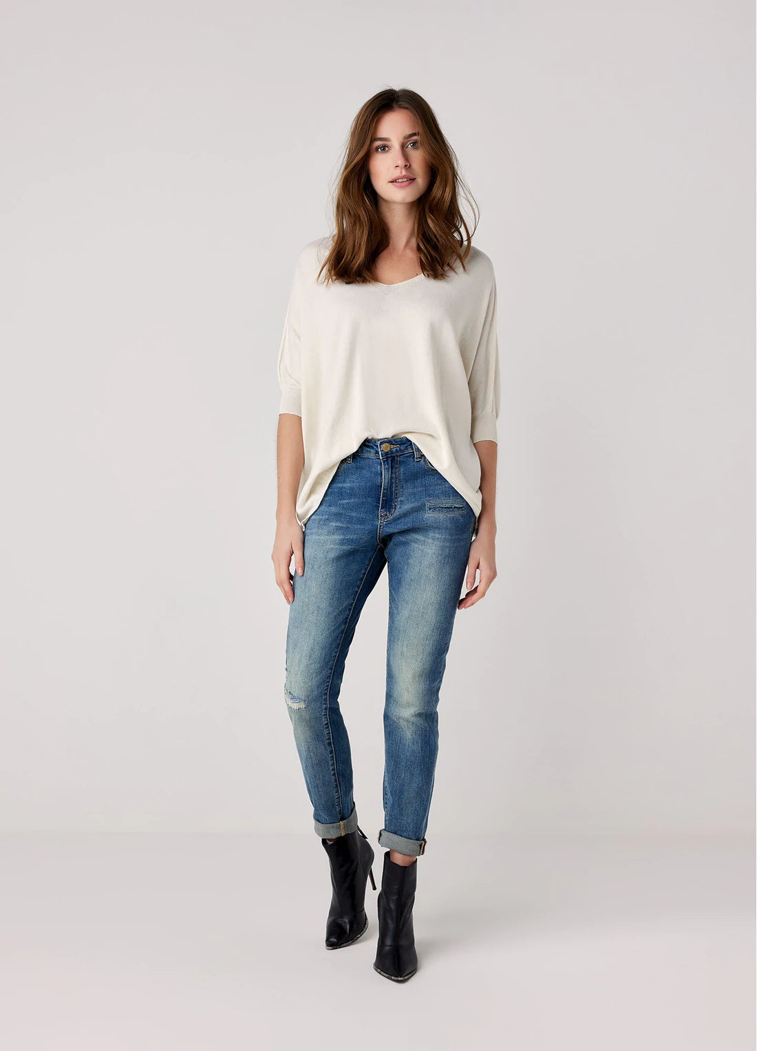 Plus Size Women's Oversized Chunky Knit SweatersSummum Organic Cotton Beige Top