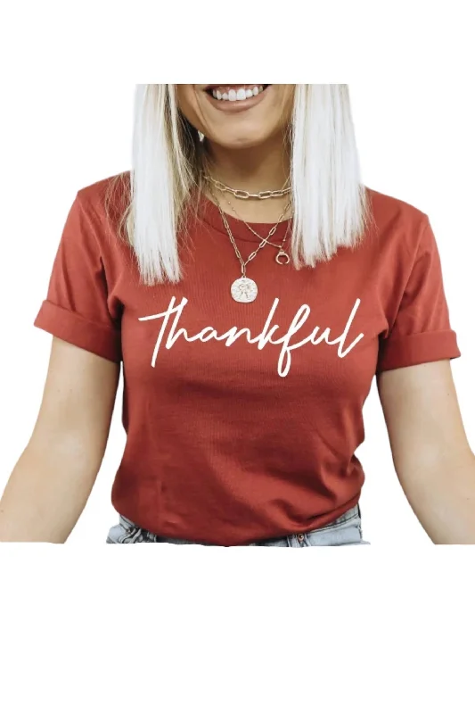 Sleeveless Women's Silk - Trimmed Sweaters for SummerThankful Tee In Rust