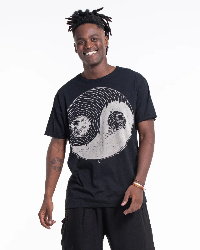 Unisex Yin Yang Cotton T-Shirt in Black