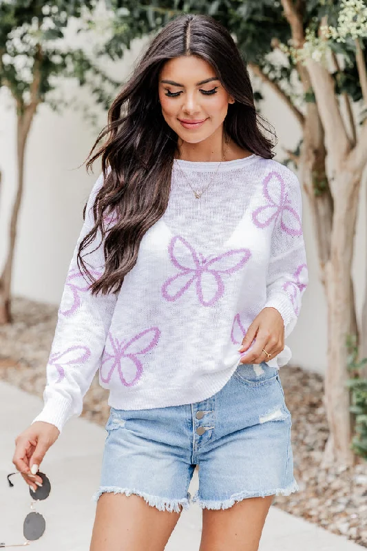 You Mean Everything Purple Butterfly Print Sweater  FINAL SALE