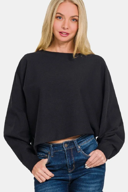 Plus Size Women's Side - Slit Sweaters in Bold SolidsZenana Asymmetric Hem Long Sleeve Sweater Plus Size Women's Side - Slit Sweaters in Bold SolidsZenana Asymmetric Hem Long Sleeve Sweater