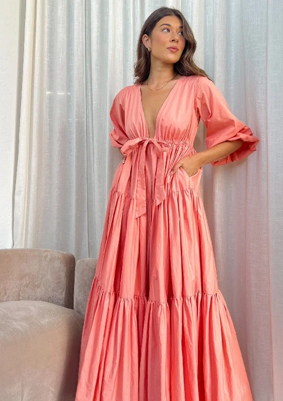 Empire Waist Women Dress to Accentuate the Bust and Conceal the WaistA Winter's Tale - Coral Empire Waist Women Dress to Accentuate the Bust and Conceal the WaistA Winter's Tale - Coral
