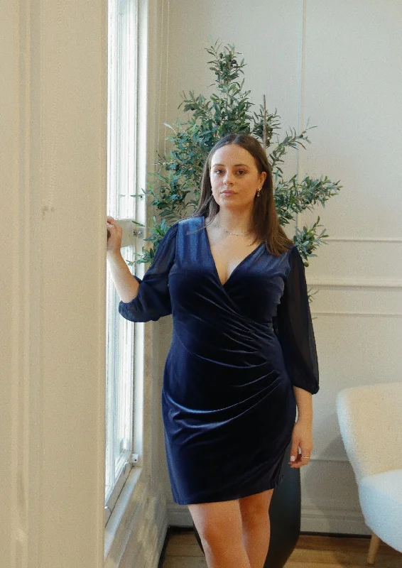 Plus Size Women Dress with a Flattering A - Line Cut for Comfort and StyleDKNY Blue Velvet Plus Size Women Dress with a Flattering A - Line Cut for Comfort and StyleDKNY Blue Velvet
