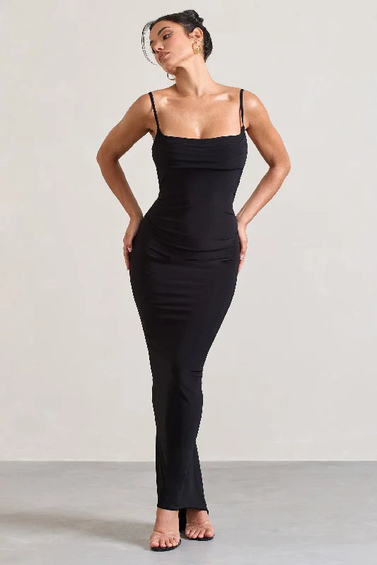 Halter Neck Women Dress to Show Off the Shoulders and NecklineCamera One | Black Strappy Laced Bodycon Maxi Dress Halter Neck Women Dress to Show Off the Shoulders and NecklineCamera One | Black Strappy Laced Bodycon Maxi Dress