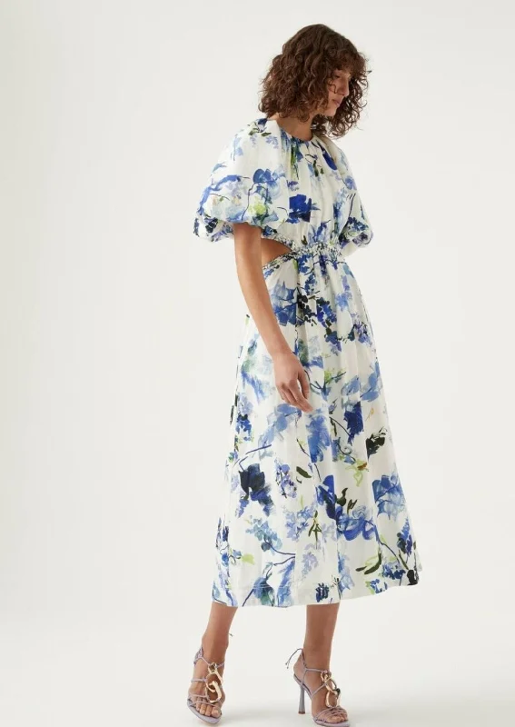 Sheath Women Dress with a Tailored Fit for a Professional LookCapucine Puff Sleeve Midi - Lavenders of Province Print Sheath Women Dress with a Tailored Fit for a Professional LookCapucine Puff Sleeve Midi - Lavenders of Province Print