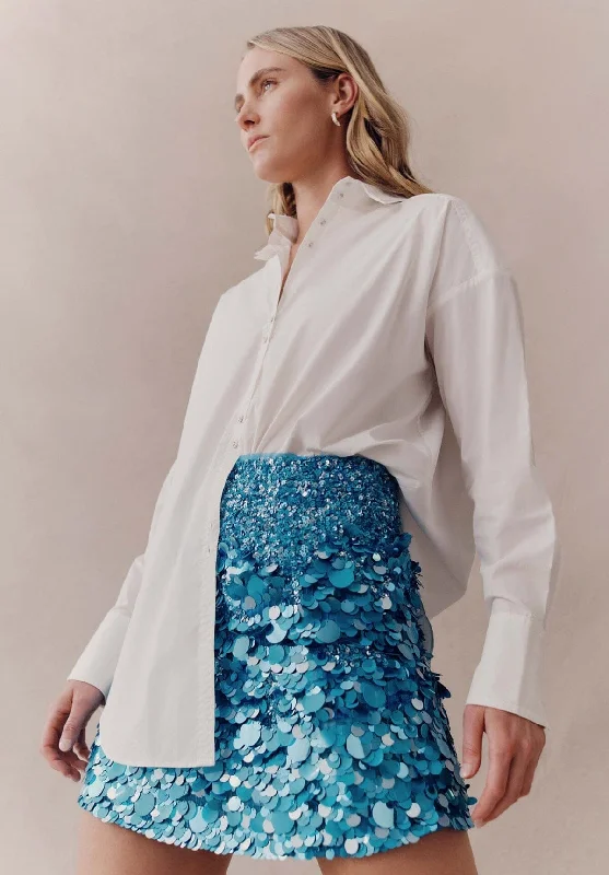 Sleeveless Women Dress in Bright Colors for Summer PartiesCherie Sequin Mini Skirt Azure - Blue Sleeveless Women Dress in Bright Colors for Summer PartiesCherie Sequin Mini Skirt Azure - Blue