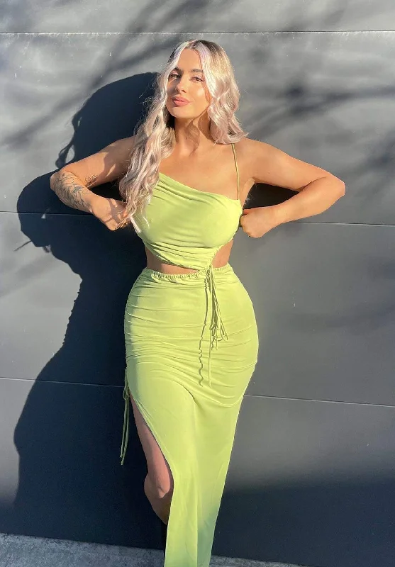 Wrap - Style Women Dress with Adjustable Fit for All Body TypesDilkon Maxi - Lime