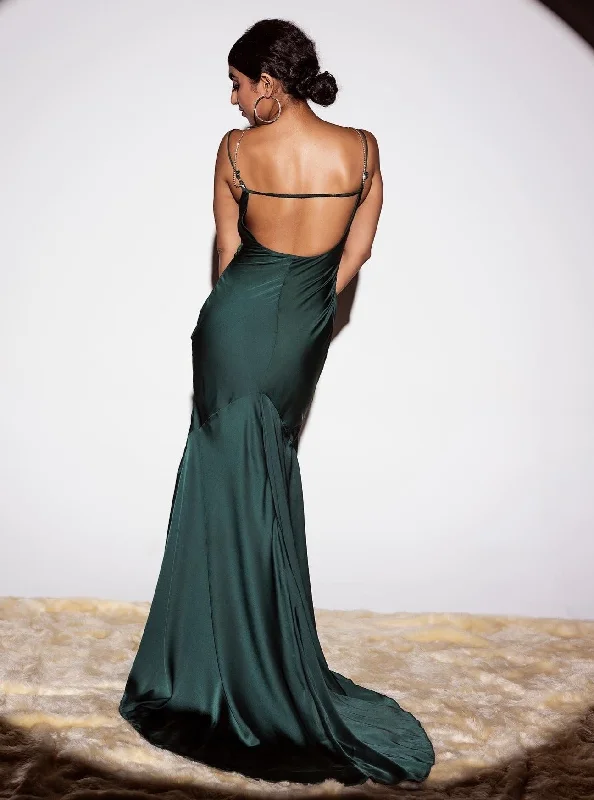 Empire Waist Women Dress to Accentuate the Bust and Conceal the WaistEsmerelda Emerald Armani Satin Slip Gown Empire Waist Women Dress to Accentuate the Bust and Conceal the WaistEsmerelda Emerald Armani Satin Slip Gown