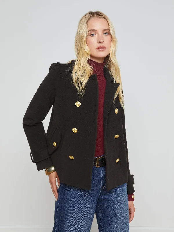 Double - Breasted Women's Leather Blazers in Taupe for an Edgy LookFranco Coat
