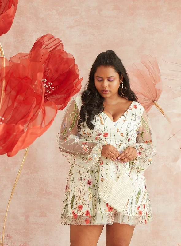Ruffled Women Dress with Multiple Layers for a Playful and Girly StyleIris Embroidered Puff Sleeve Mini Dress Ruffled Women Dress with Multiple Layers for a Playful and Girly StyleIris Embroidered Puff Sleeve Mini Dress