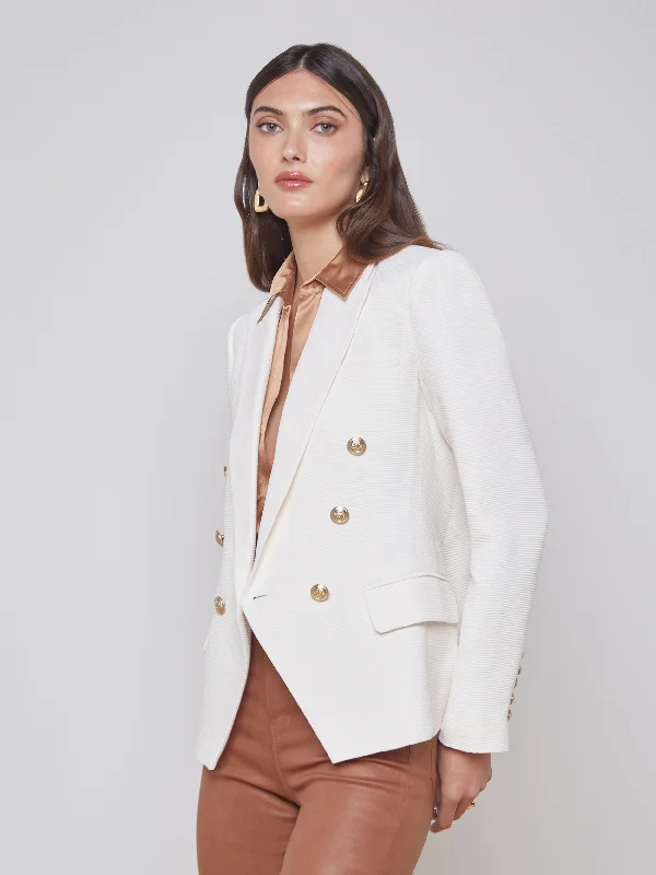 Double - Breasted Women's Leather Blazers in Taupe for an Edgy LookKenzie Blazer