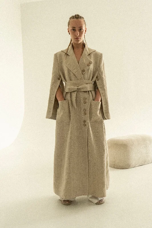 Plus Size Women's Sequin - Embellished Blazers in Silver for a Glamorous PartyKhmelnytske Shosse Long Linen Trench Coat Plus Size Women's Sequin - Embellished Blazers in Silver for a Glamorous PartyKhmelnytske Shosse Long Linen Trench Coat