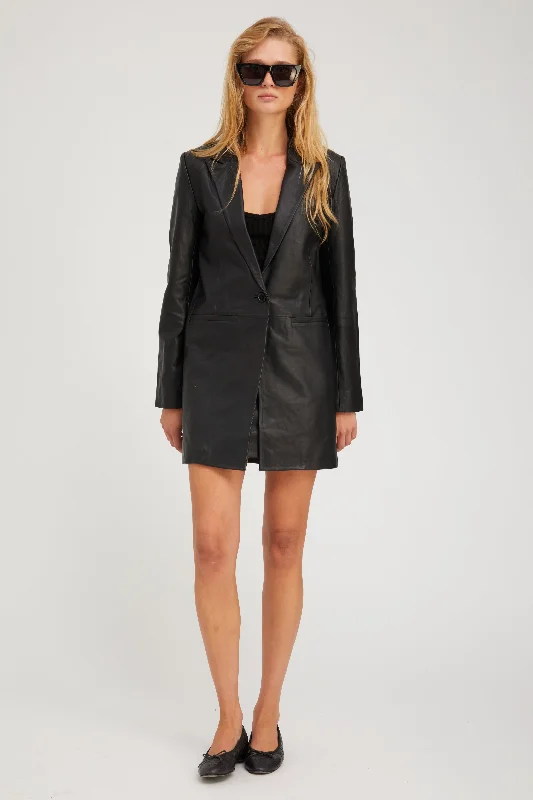 Single - Breasted Women's Linen Blend Blazers in Earth Tones for Casual WearBlack Leather Blazer Coat Single - Breasted Women's Linen Blend Blazers in Earth Tones for Casual WearBlack Leather Blazer Coat