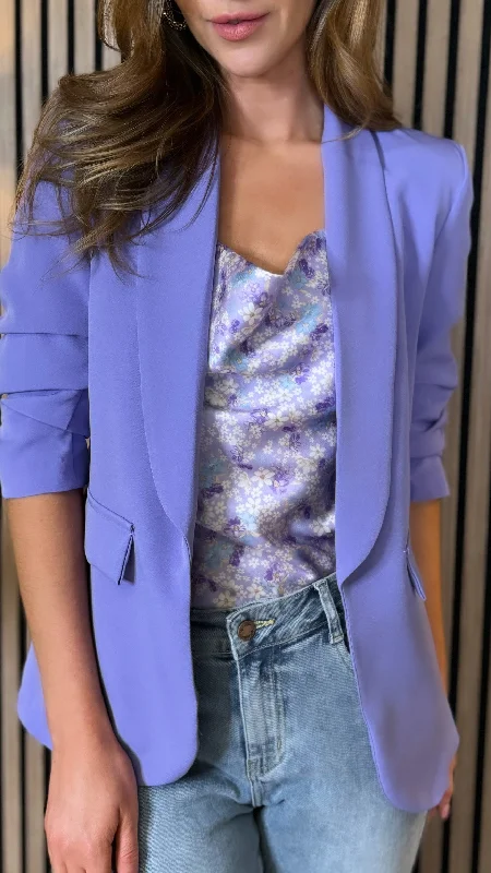 McKinley Lilac Ruched Sleeve Blazer