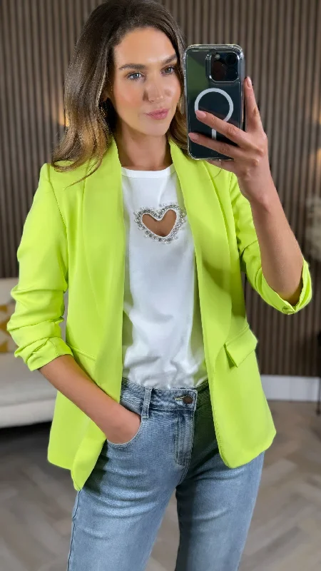 McKinley Lime Green Ruched Sleeve Blazer