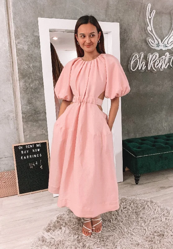 Mimosa Cutout Pink Midi Dress