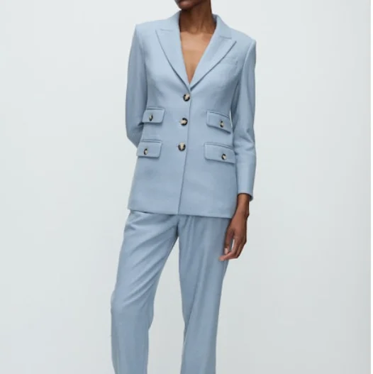 Single - Breasted Women's Tweed Blazers with Gold Buttons for a Classic LookNalani Dickey Jacket Heather Smoke Blue Single - Breasted Women's Tweed Blazers with Gold Buttons for a Classic LookNalani Dickey Jacket Heather Smoke Blue