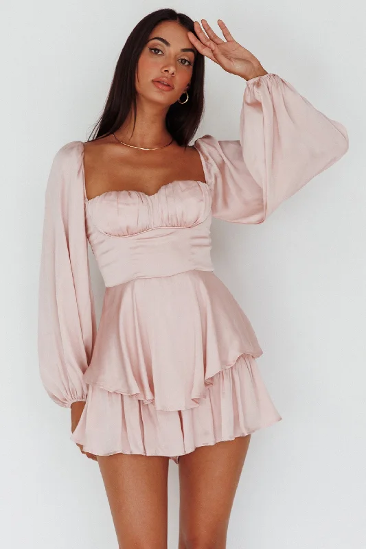 Off - the - Shoulder Women Dress for a Romantic and Feminine LookNew Light Balloon Sleeve Romper Blush Off - the - Shoulder Women Dress for a Romantic and Feminine LookNew Light Balloon Sleeve Romper Blush