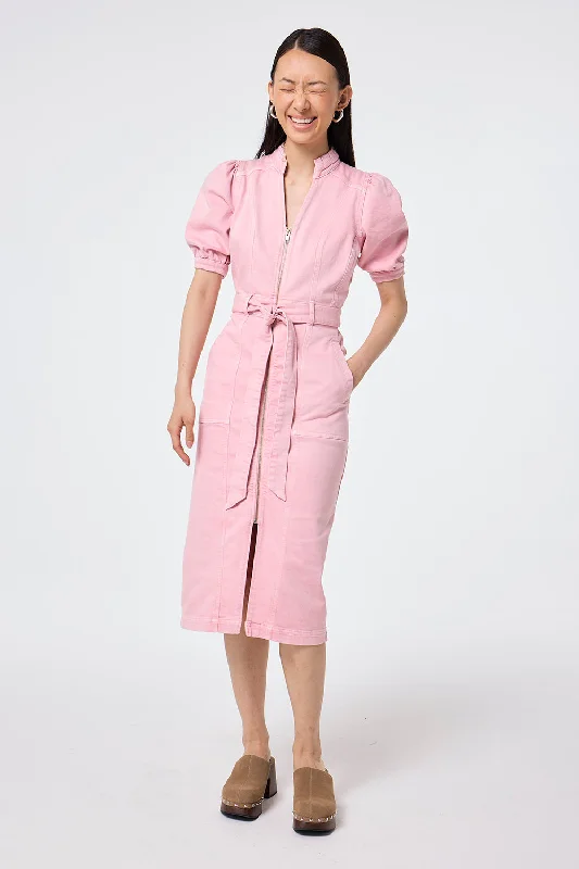 Printed Abstract Women Dress for a Modern and Artistic AppealPink Zip Detail Denim Dress Printed Abstract Women Dress for a Modern and Artistic AppealPink Zip Detail Denim Dress